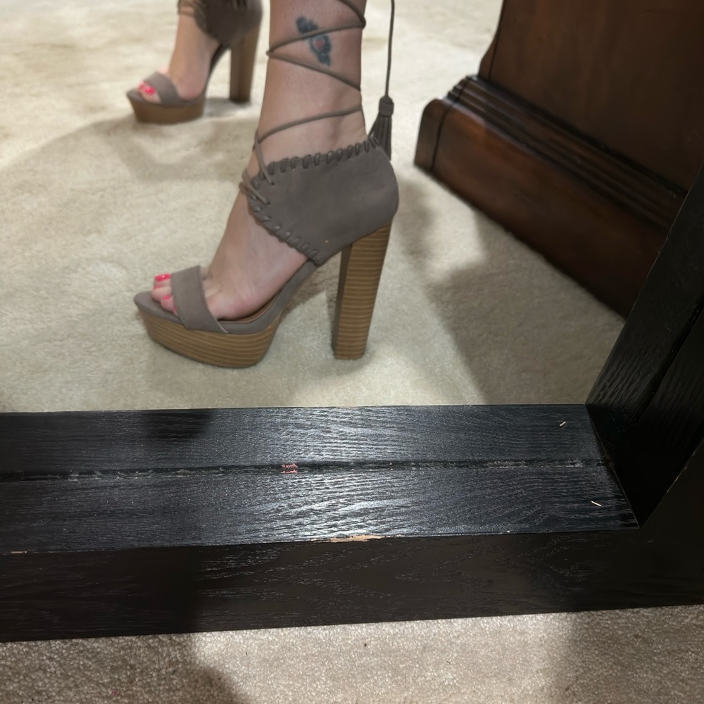 Qupid Brown Chunky Platform Heels